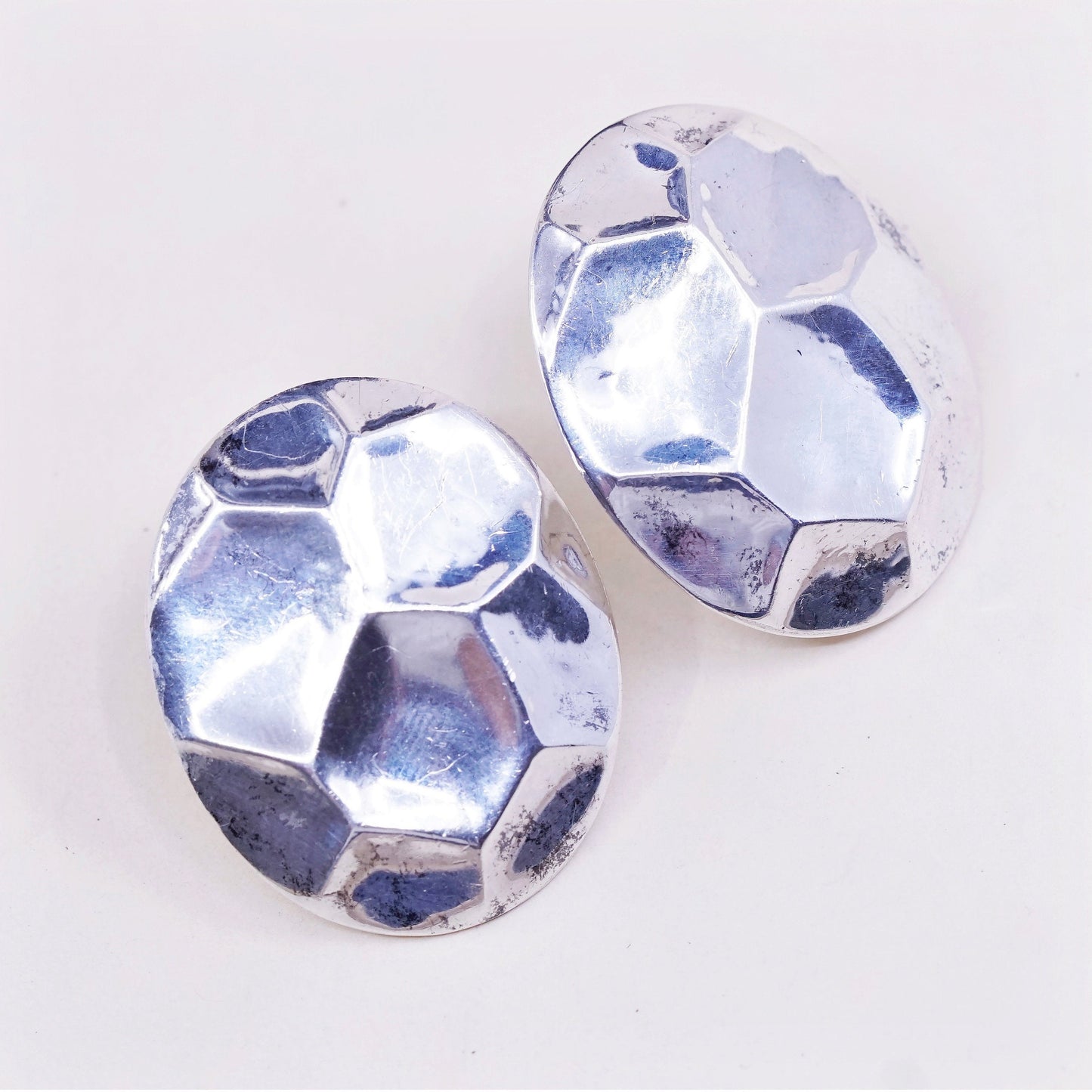Vintage Sterling silver handmade earrings, 925 silver wrinkly studs