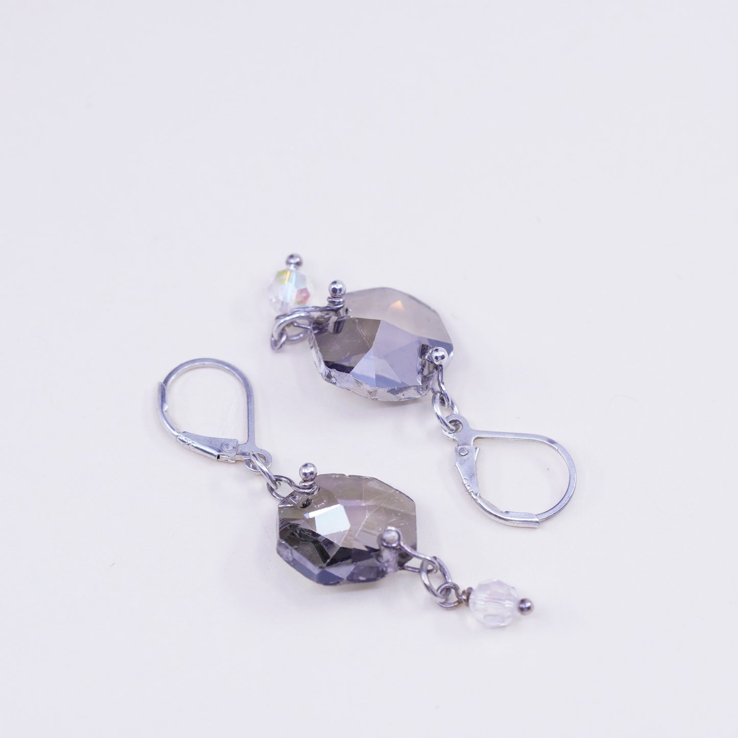 Vintage sterling silver handmade earrings, 925 hooks with topaz drops