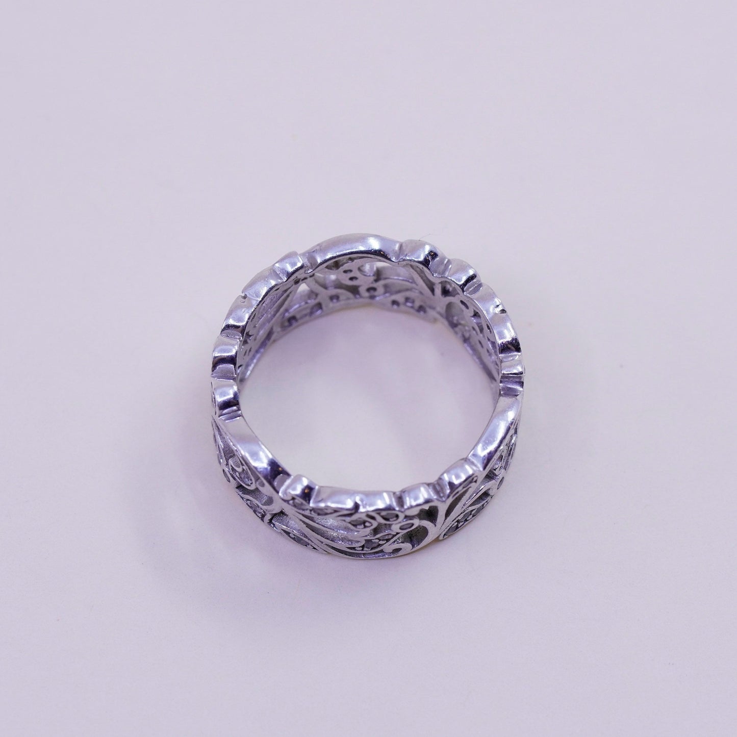 Size 9, vintage Sterling silver ring, 925 silver ring band with round cut cz