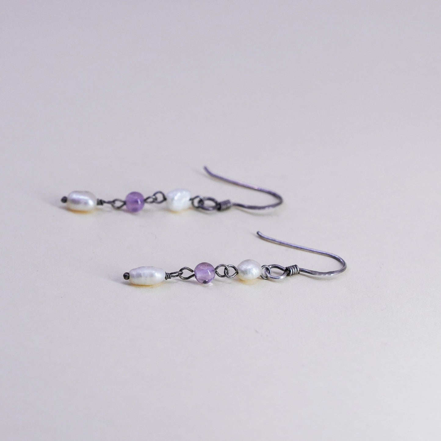 Vintage Sterling 925 silver handmade earrings with pearl drops