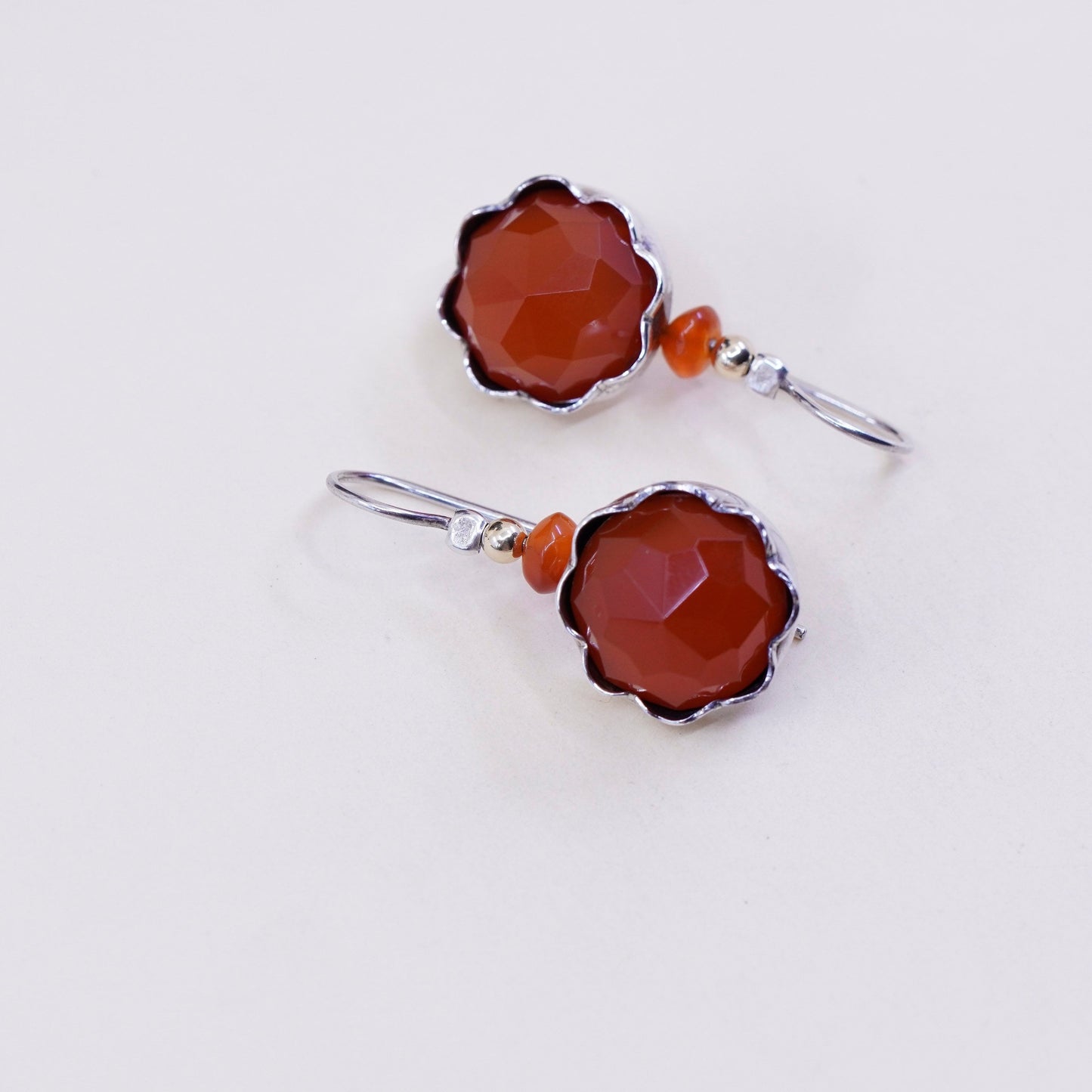 Israel Silpada 14K gold bead with Sterling 925 Silver earrings and carnelian
