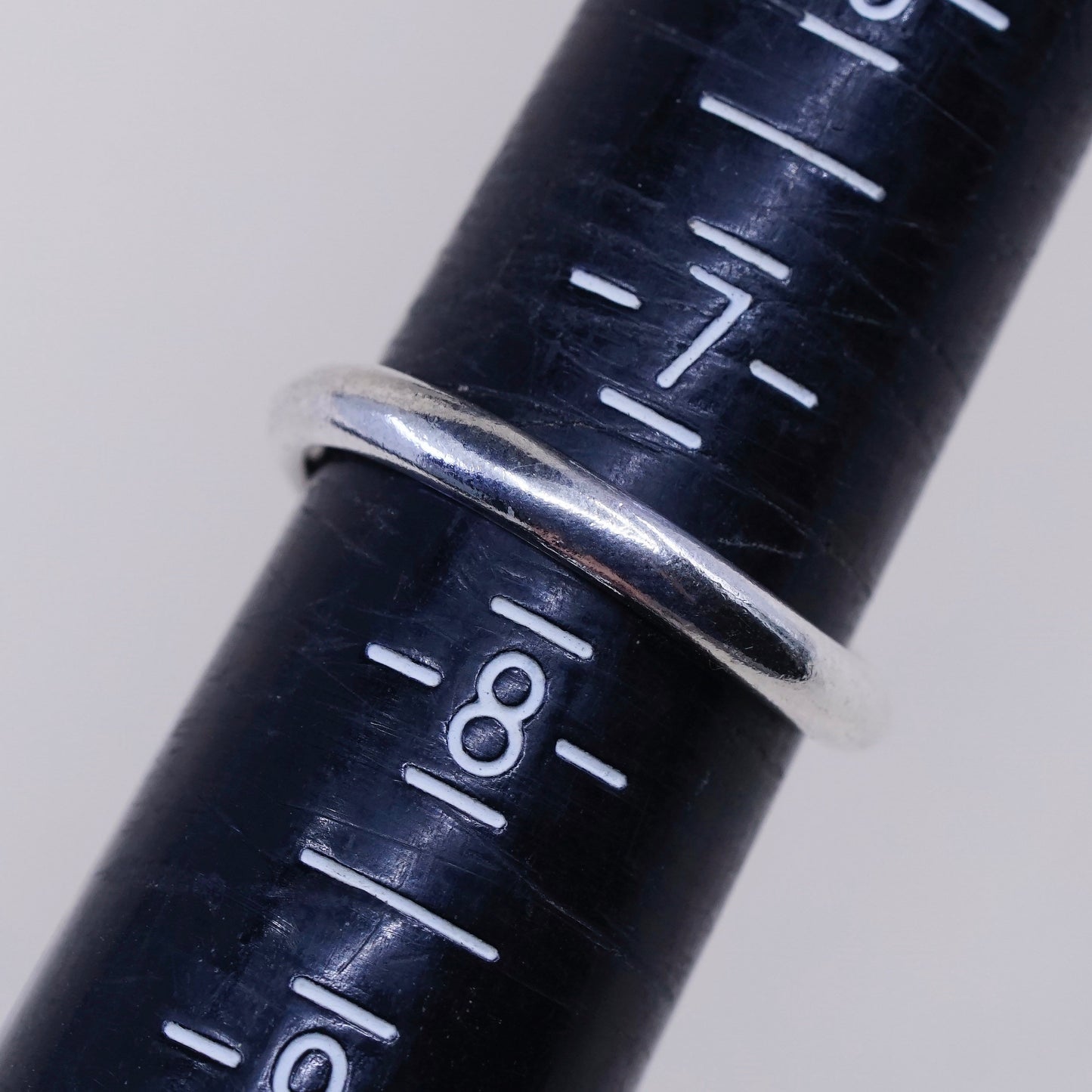 Size 7.5, WJ sterling silver handmade statement ring, 925 whale tail wrap band