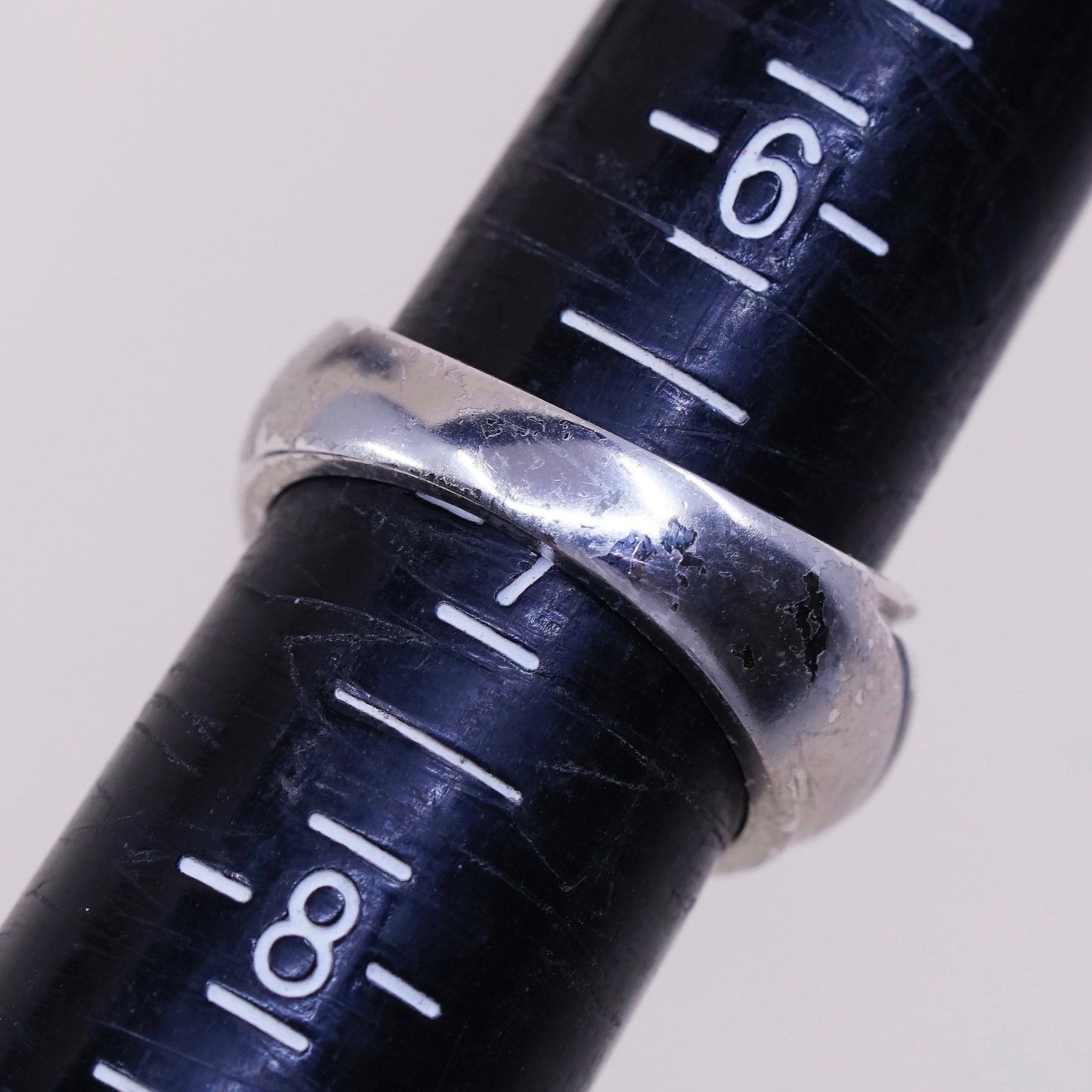 Size 7, VTG RL sterling 925 silver handmade ribbed ring statement band