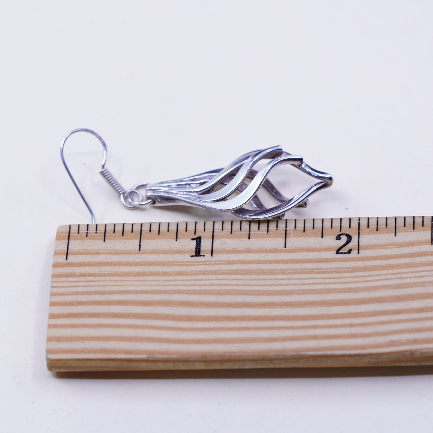 Vintage Sterling silver handmade earrings, 925 twisted teardrop dangles