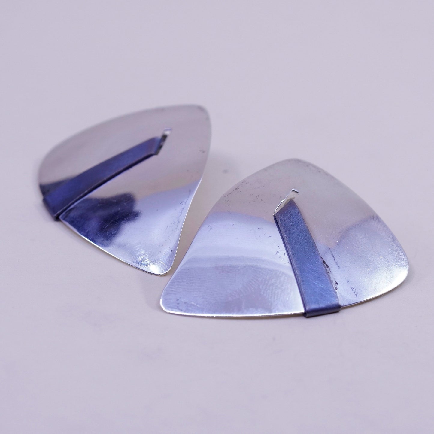 Vintage modern Sterling silver handmade earrings, southwestern 925 studs