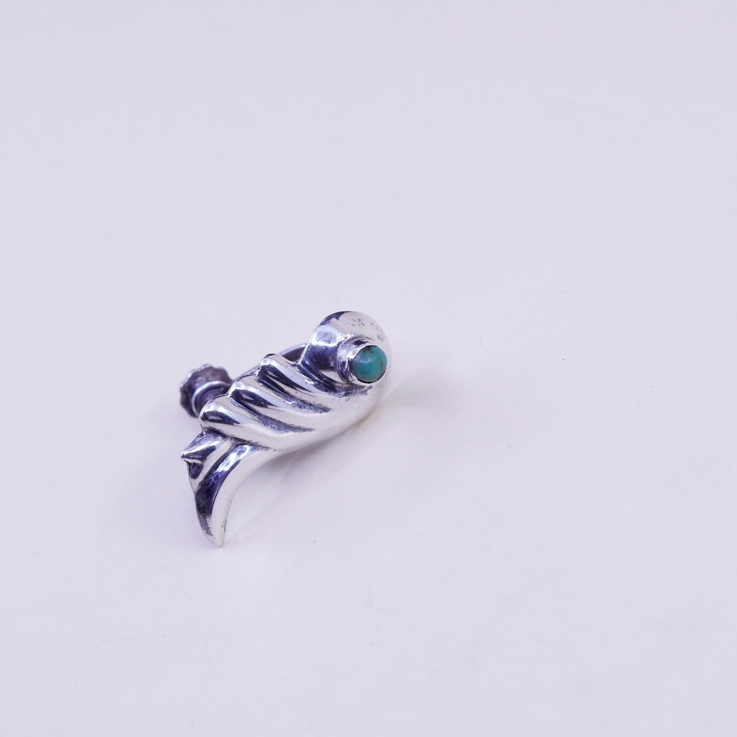 Native American navajo Sterling 925 silver screw back wing earrings turquoise