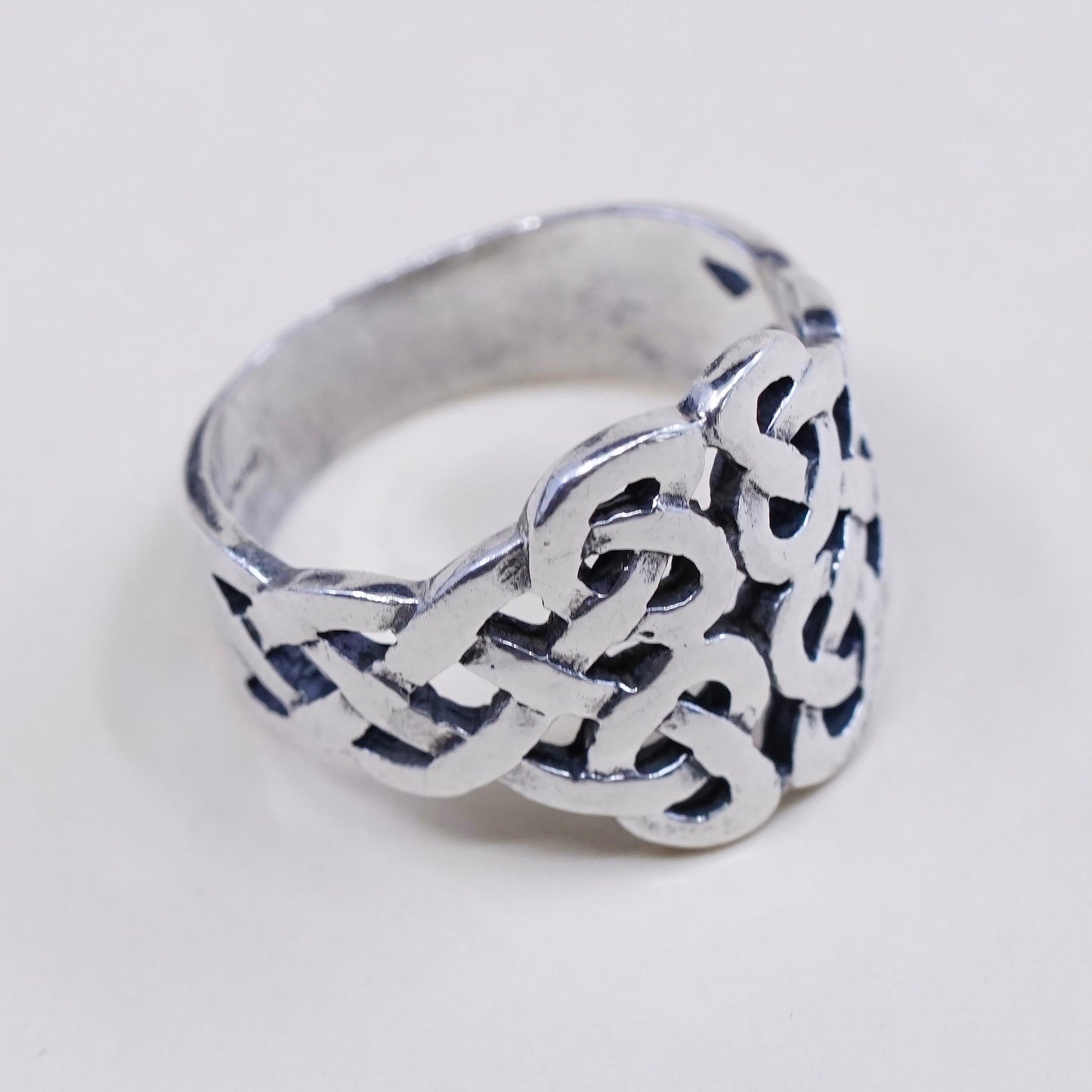 Size 6, vtg BOMA Sterling 925 silver handmade irish woven braided ring, band