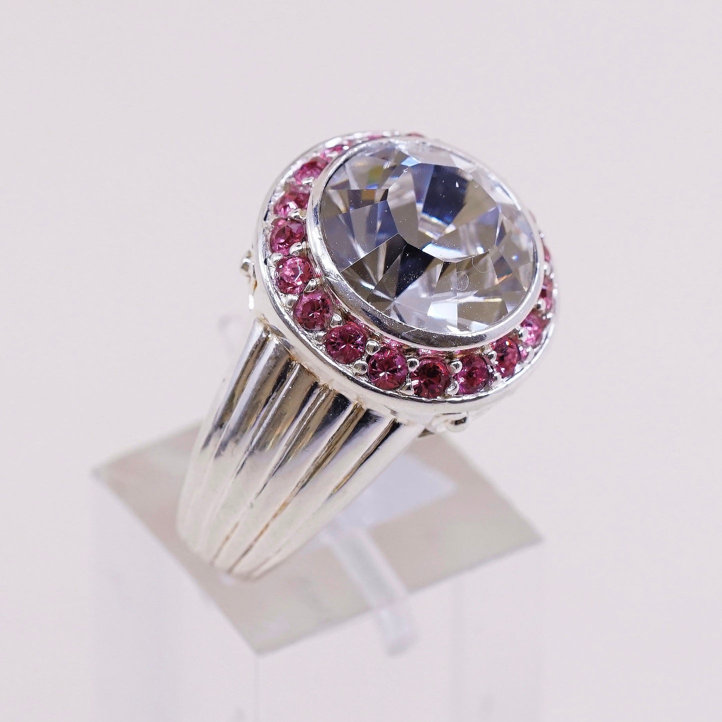 sz 6, vtg Brighton Sayan Sterling silver engagement ring, 925 w/ round cut CZ