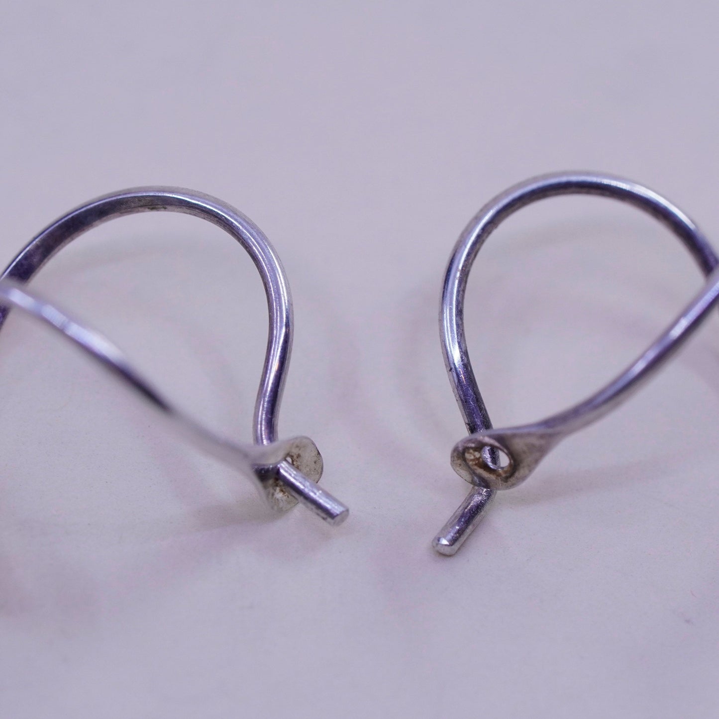Vintage sterling silver handmade earrings, 925 twisted dangles