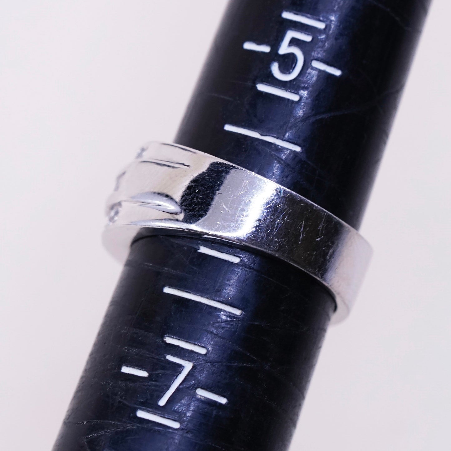 Size 6, vintage Sterling silver ring, 925 band with CZ cluster statement ring