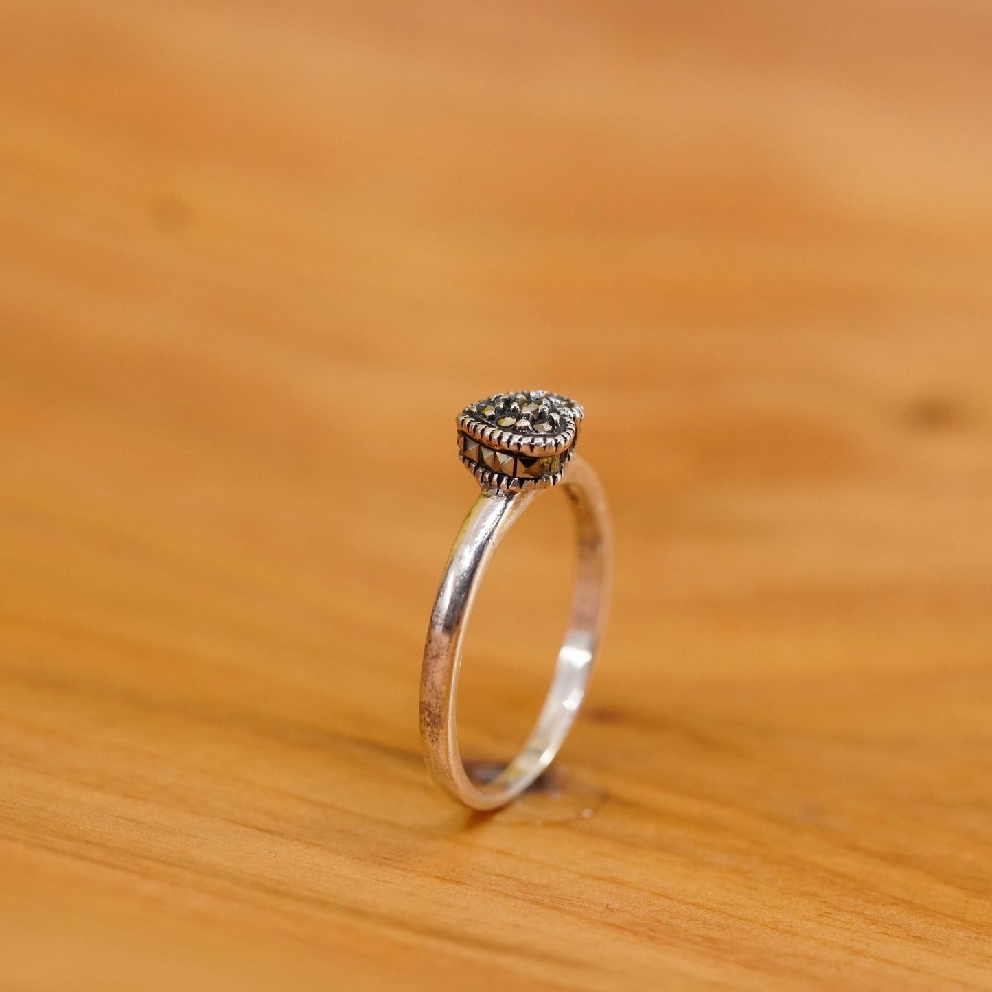 Size 6, Judith Jack Sterling silver heart ring with marcasite details, 925 band