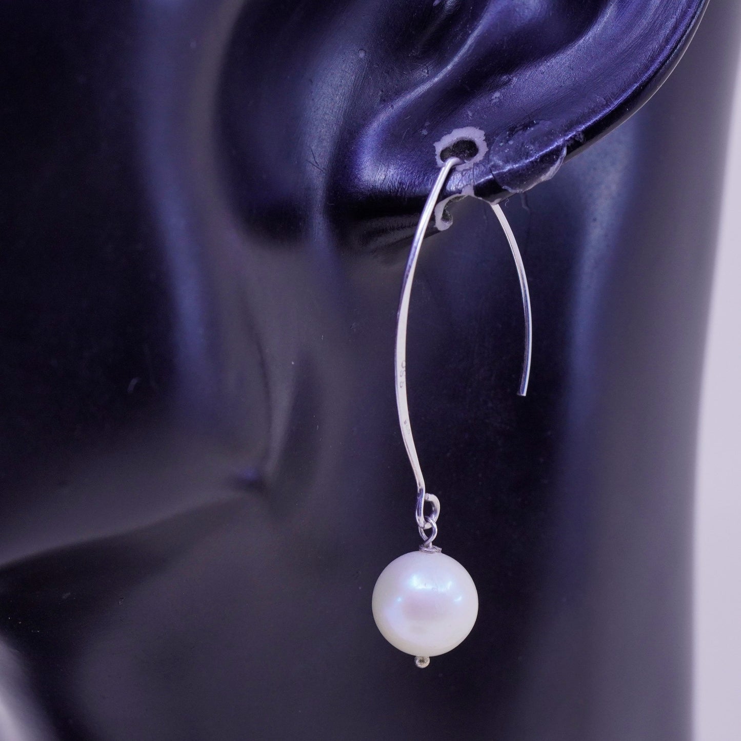 Vintage Sterling silver handmade earrings, 925 hooks with pearl drops