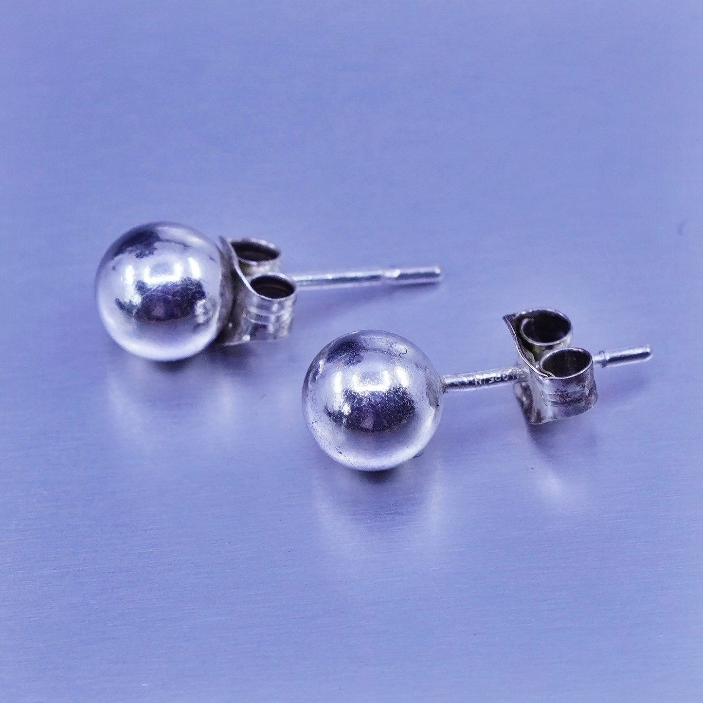 5mm, Vintage Sterling 925 silver handmade earrings, bead studs