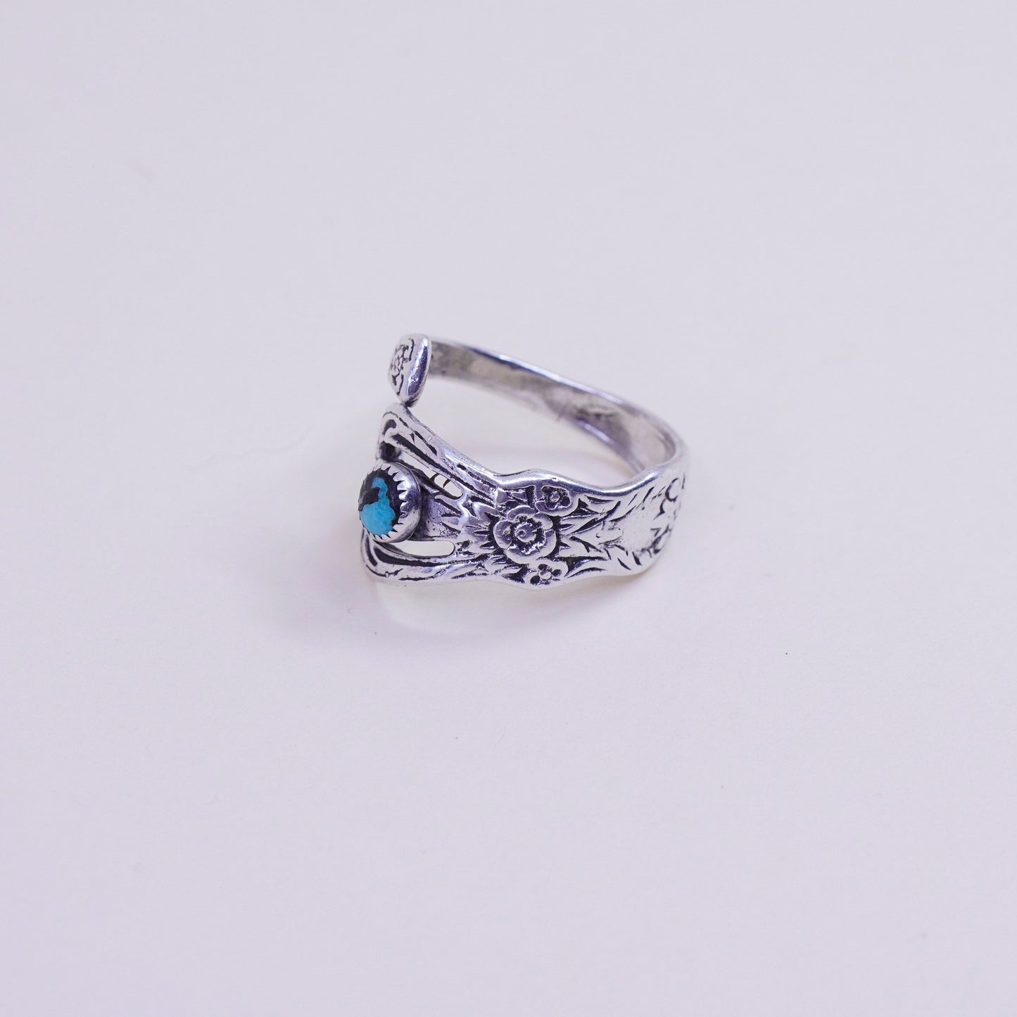 Size 9 , Native American sterling silver ring, handmade 925 wrap band turquoise