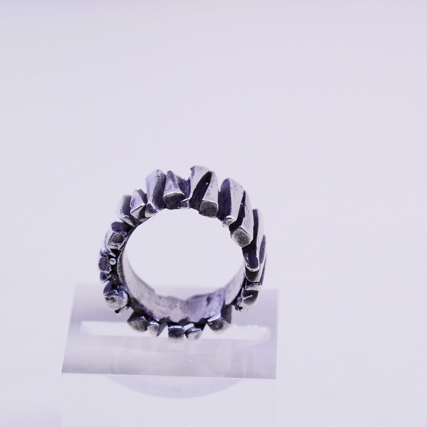 Size 6.25, Vintage sterling silver handmade ring, 925 statement ring w/ ribbed