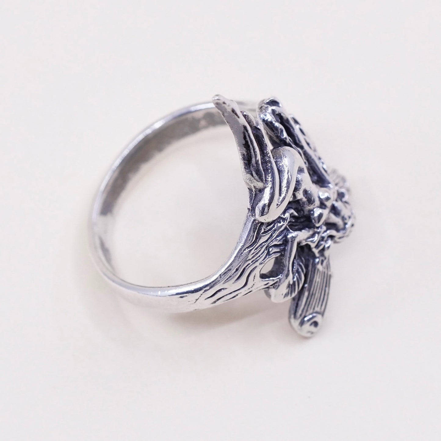 Size 6, vintage Sterling silver handmade ring, solid 925 silver fairy band