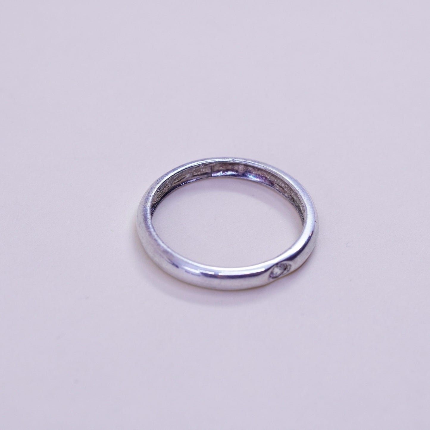 Size 9, Vintage Italy sterling 925 silver ring, engagement wedding band with cz