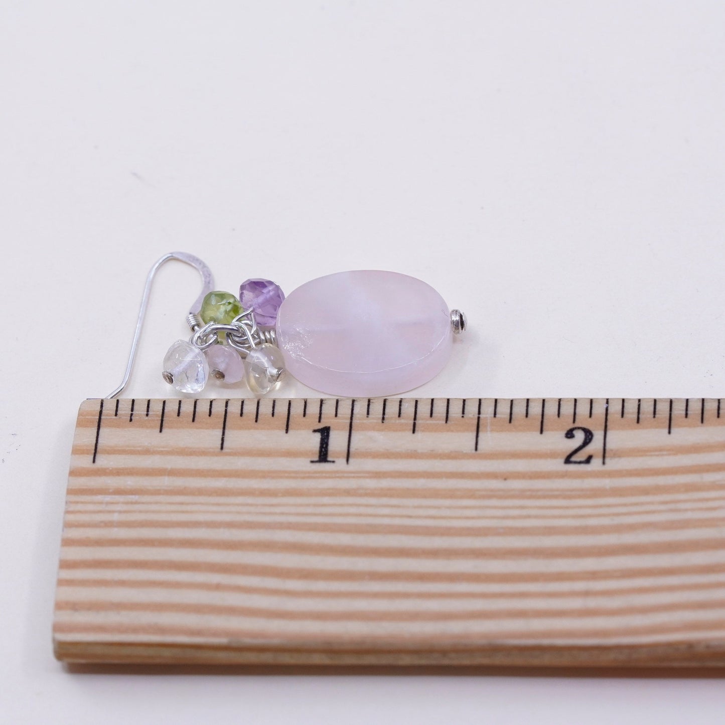 Sterling 925 silver earrings with cluster amethyst Crystal and rose pink quartz