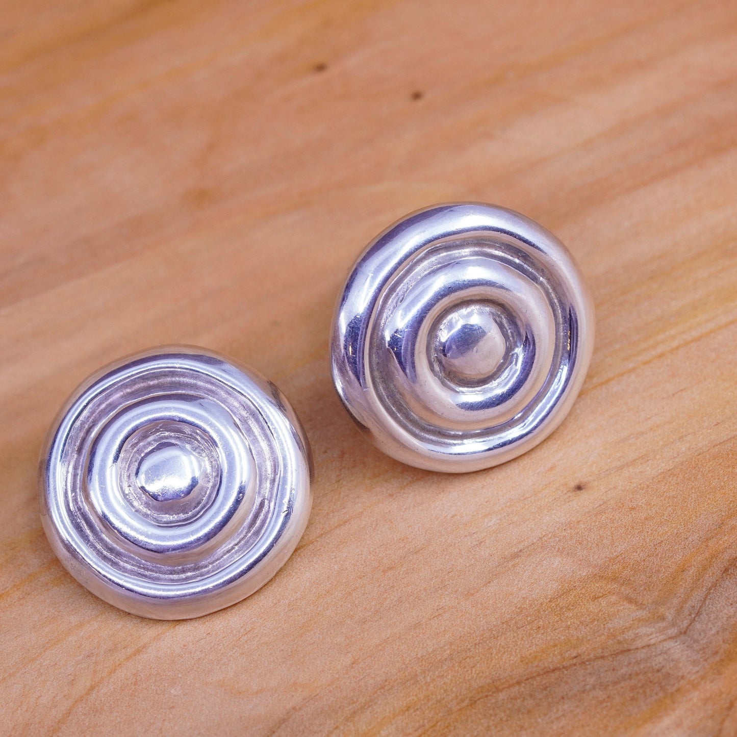 Robert Lee Mirrors RLM Sterling silver handmade earrings, 925 ribbed clip on