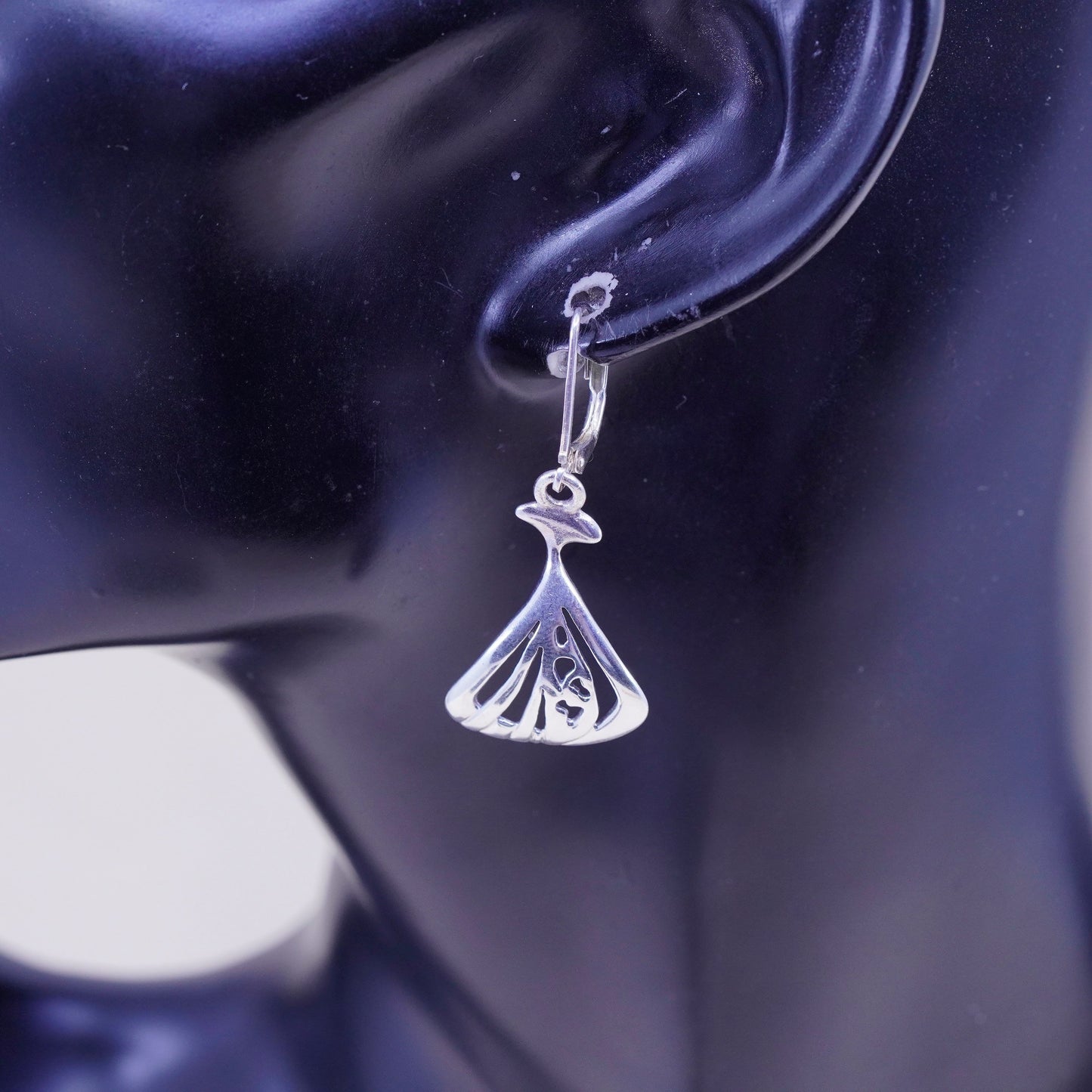 Vintage sterling silver handmade earrings, filigree 925 shell
