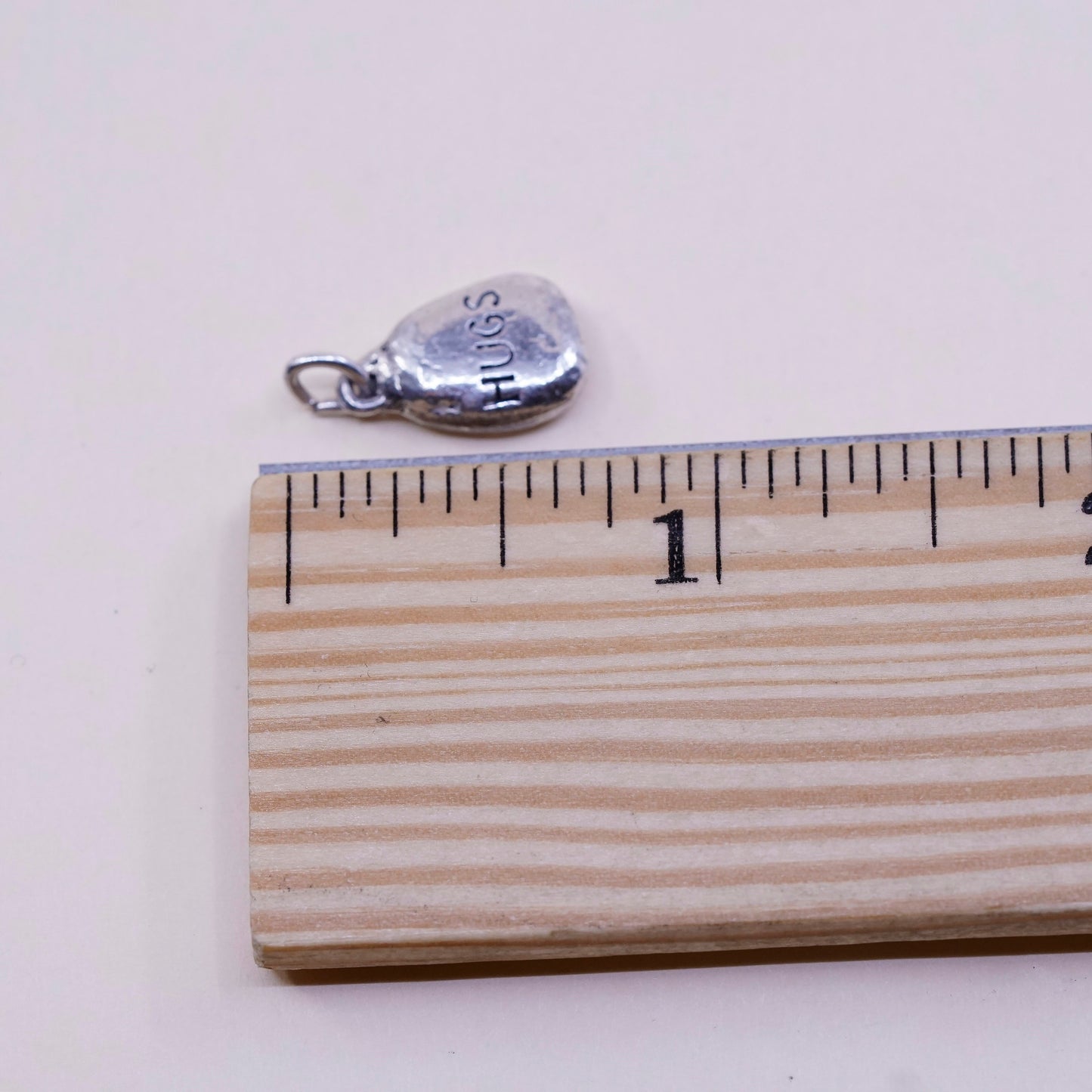 Vintage DV sterling silver Nugget charm, 925 pendant with “hugs”