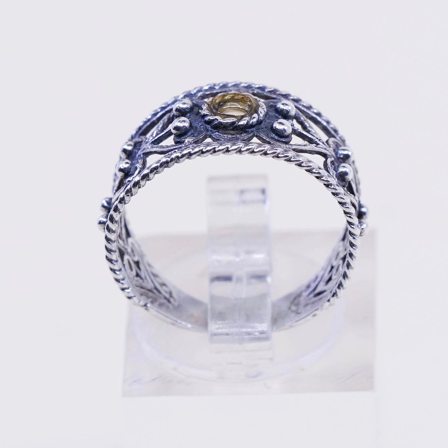 Size 6.25, vintage sterling silver handmade ring, 925 filigree band
