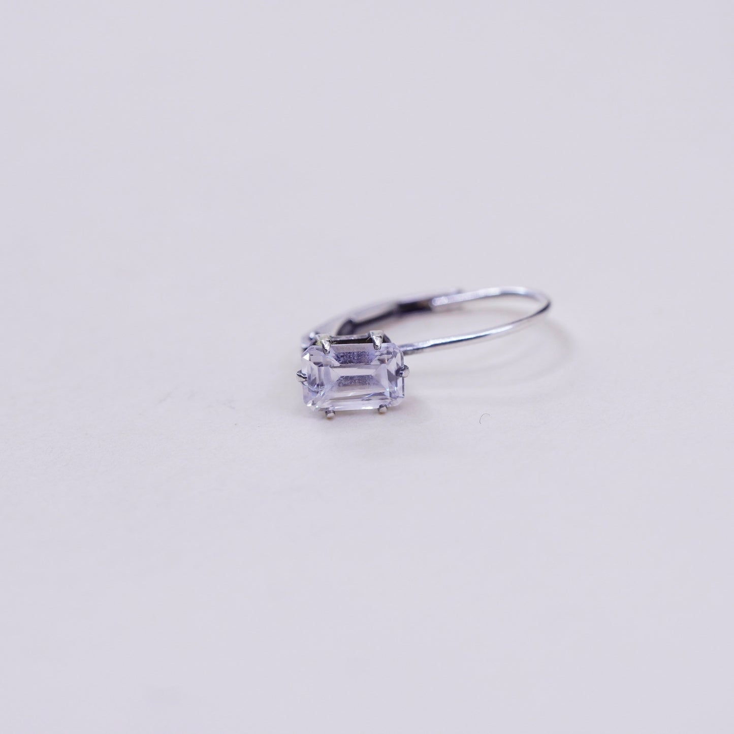 Vintage F1 sterling 925 silver handmade earrings with round CZ, stamped Ster
