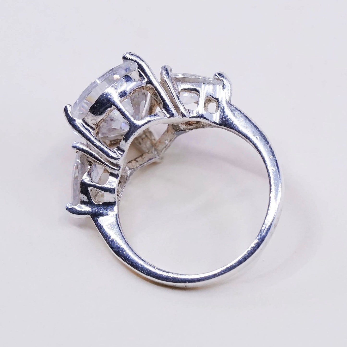 sz 5.25, Sterling silver ring, 925 silver with teardrop cut cz, engagement ring