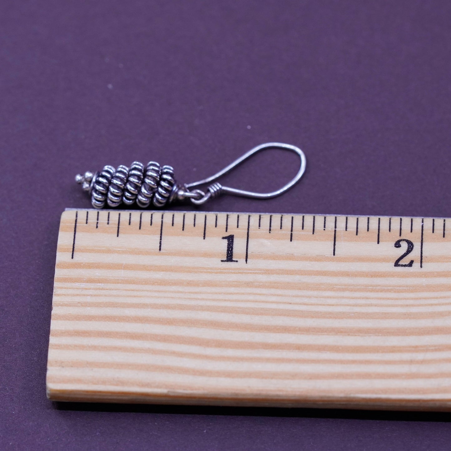 Vintage Sterling silver handmade earrings, 925 cable beads drops