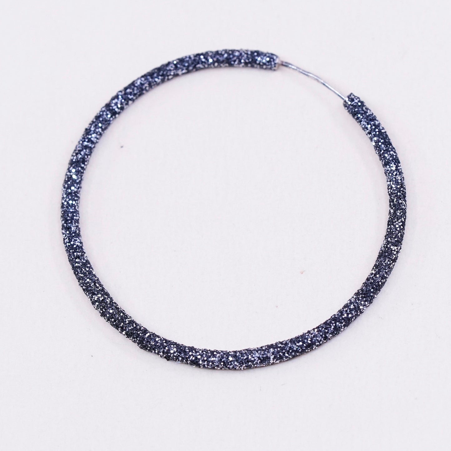 1.5”, Vintage sterling silver handmade earrings, 925 glitter shiny hoops