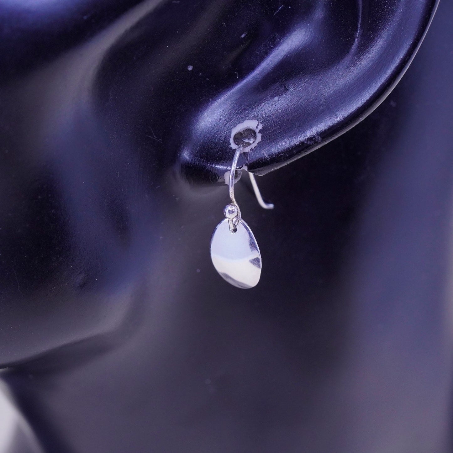 Vintage far fetched Hammered Drop Disc Sterling 925 Silver Earrings