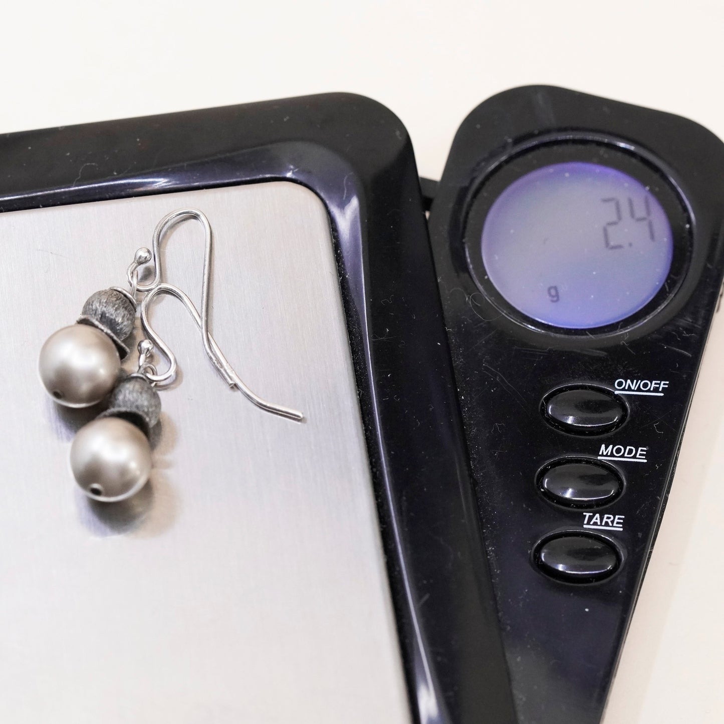 Vintage Sterling silver handmade earrings, 925 hooks with pearl drops