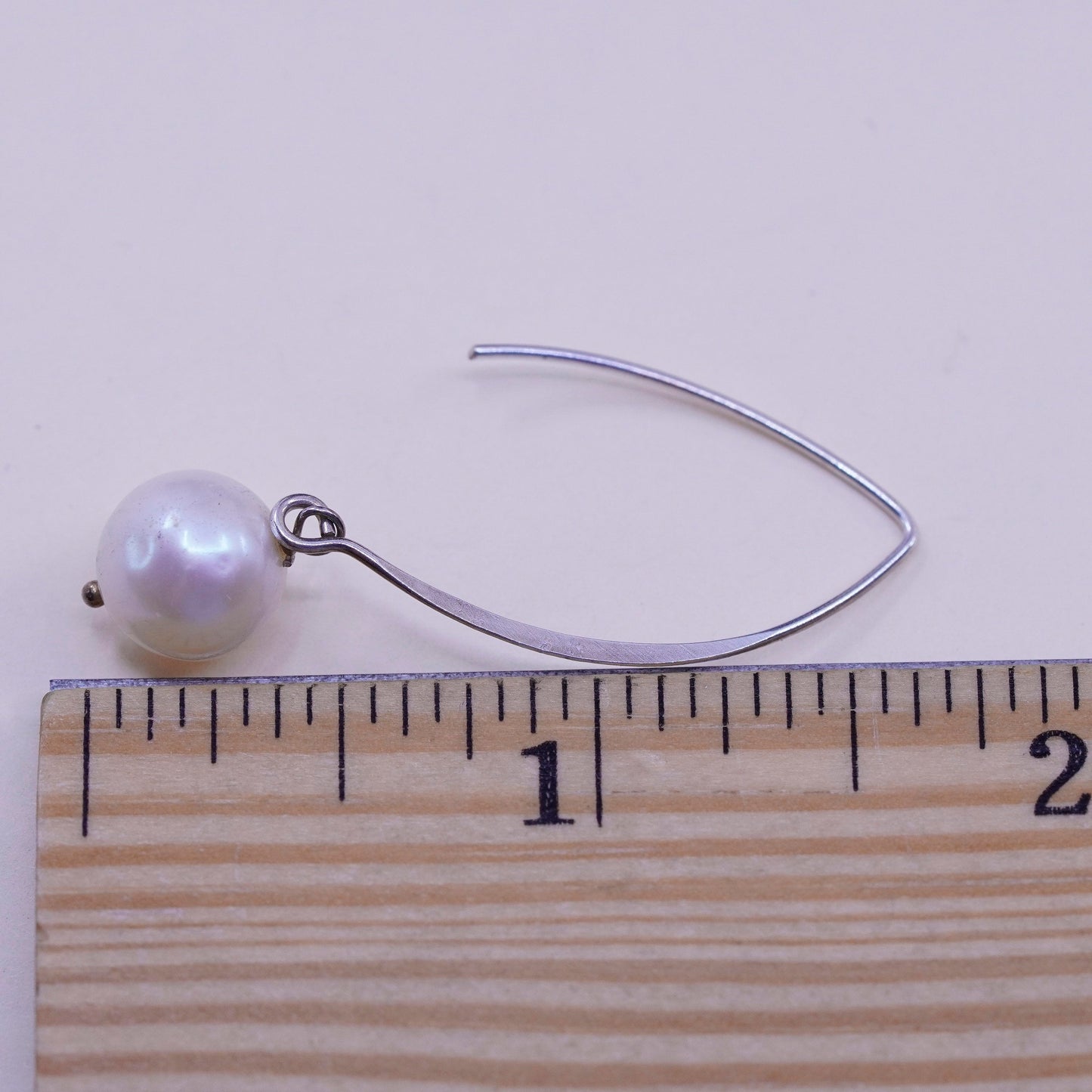 Vintage Sterling silver handmade earrings, 925 hooks with pearl drops