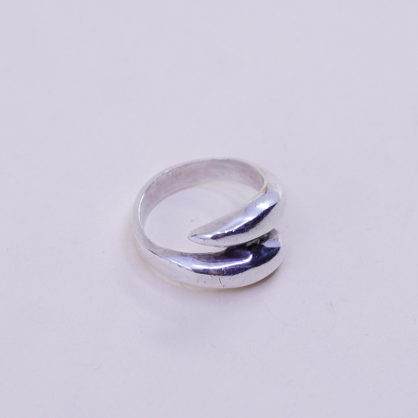 Size 8.5, vintage Sterling silver handmade statement ring, 925 ribbed band