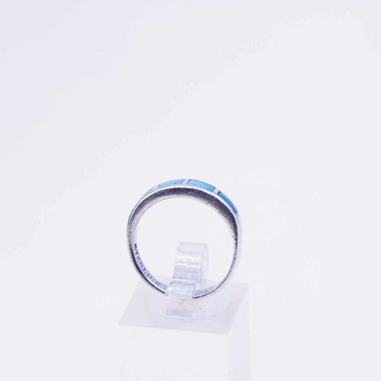 sz 8, Native American bell trading post sterling silver ring 925 band turquoise