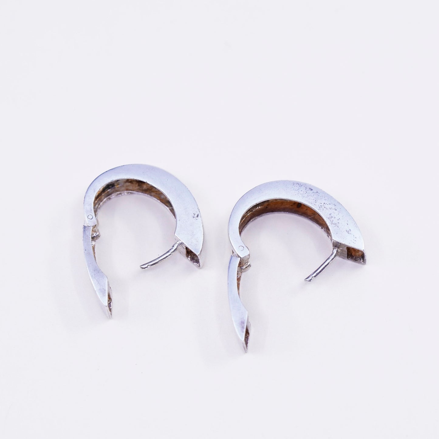 0.75”, Vintage sterling 925 silver loop earrings, simple primitive hoops