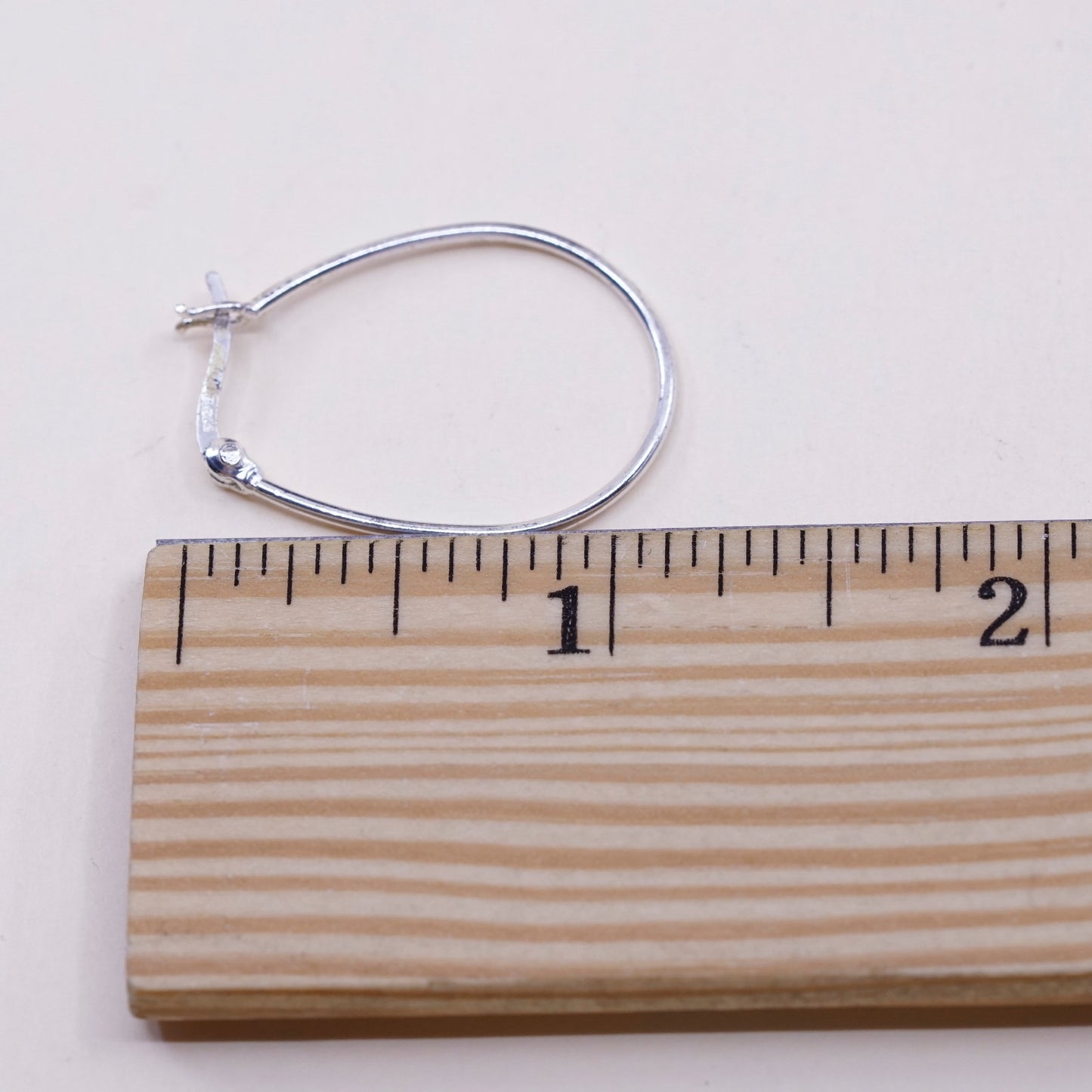 1.25”, Vintage sterling silver loop earrings, fashion minimalist primitive hoop