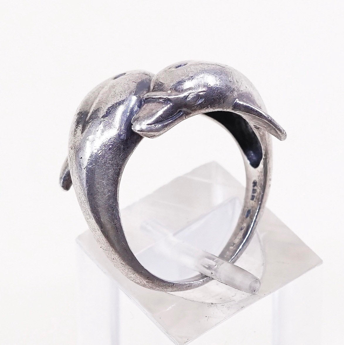 Size 5.5, vtg sterling silver handmade ring, 925 silver handmade dolphin ring
