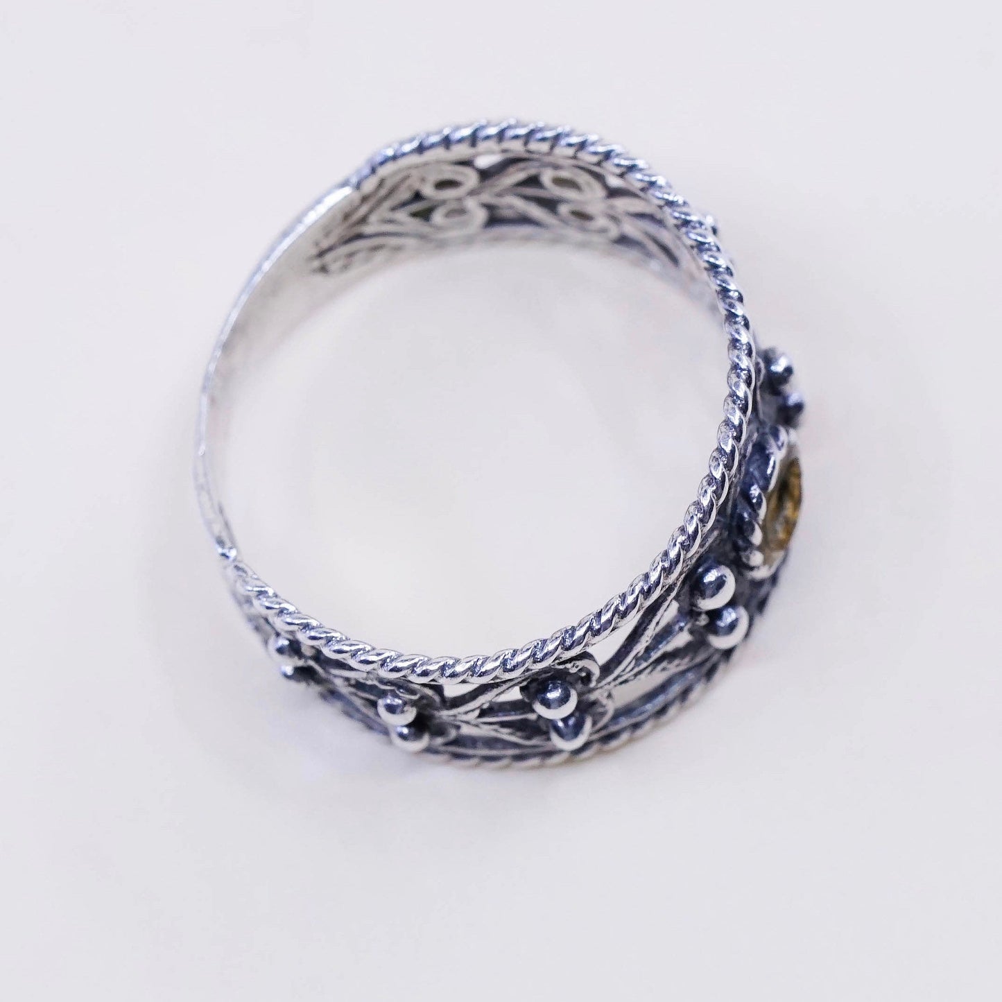 Size 6.25, vintage sterling silver handmade ring, 925 filigree band