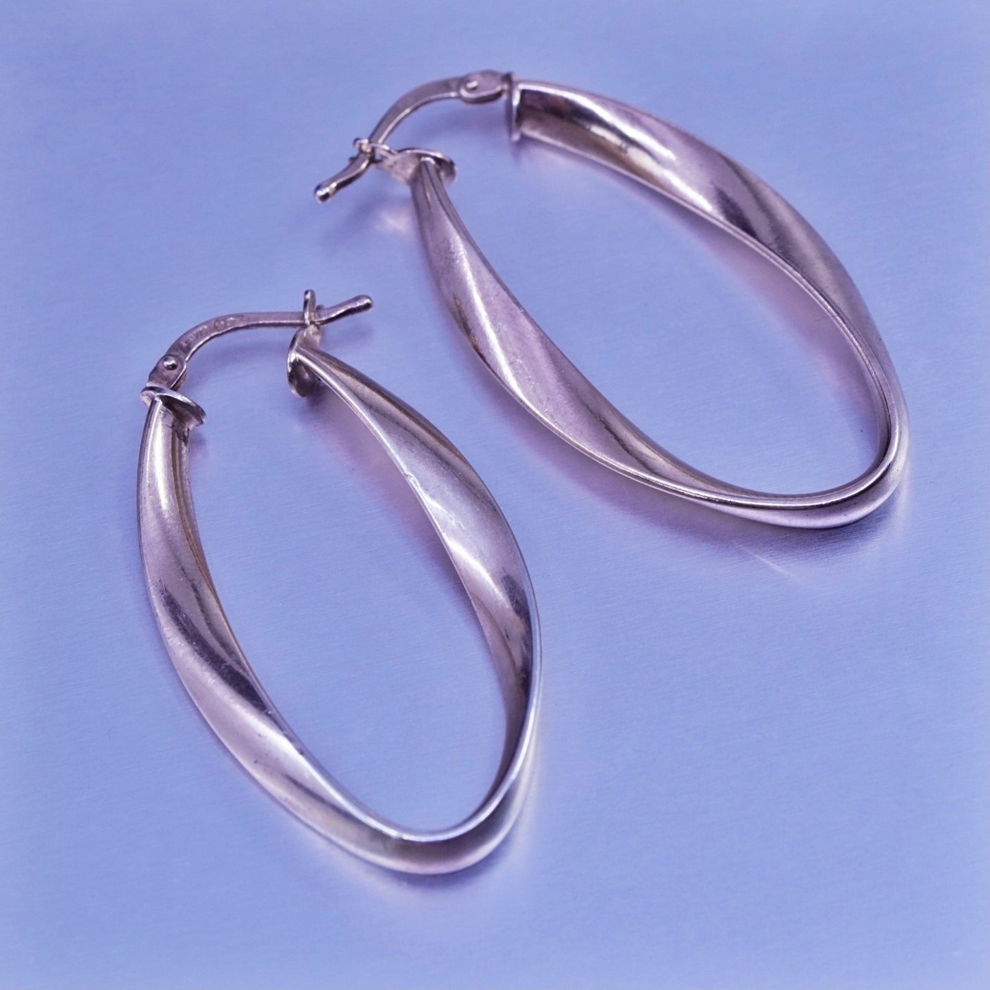 1.25”, vermeil rose gold Sterling silver handmade earrings, 925 twisted hoops