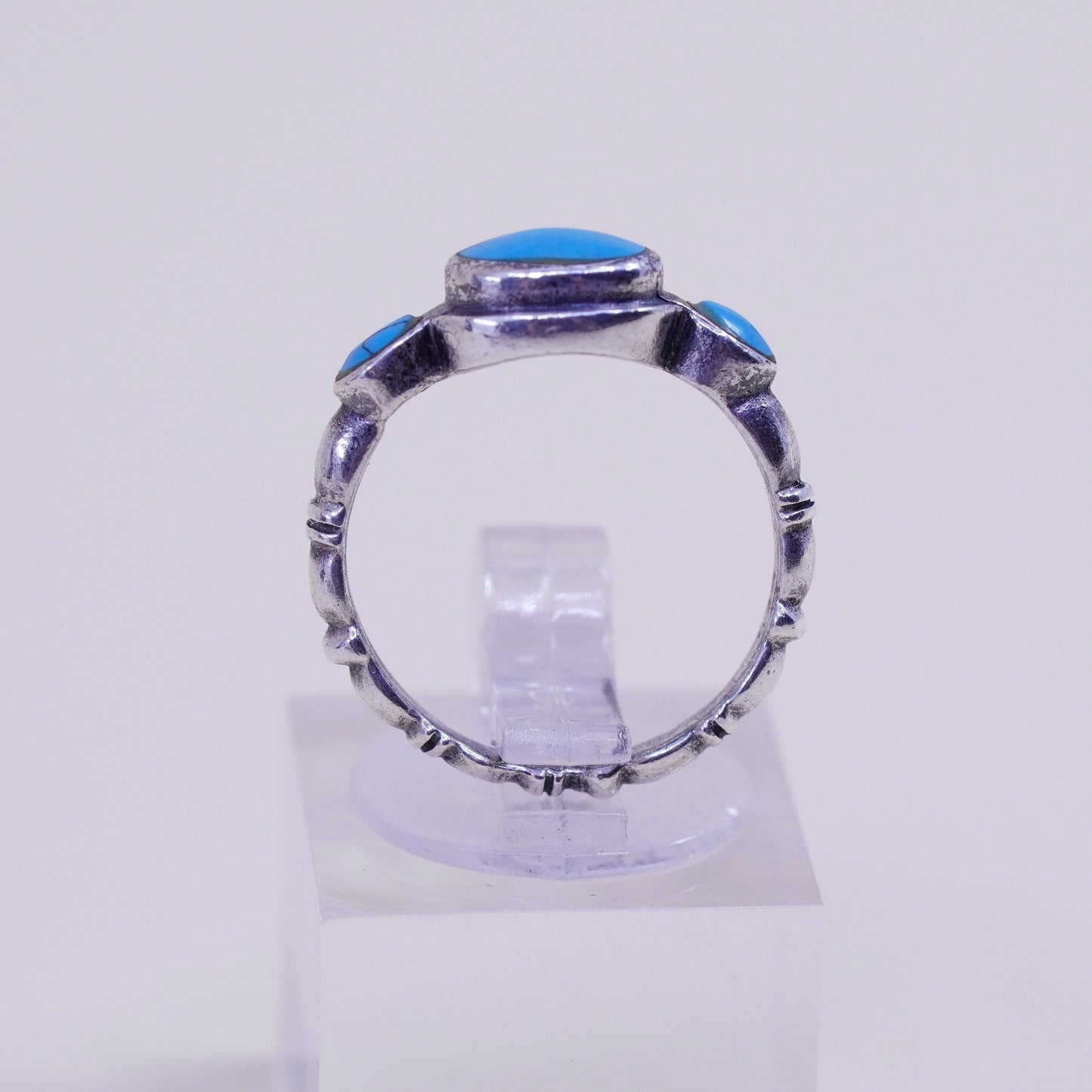 Size 5.25, Vintage sterling 925 silver ring, Native American handmade turquoise