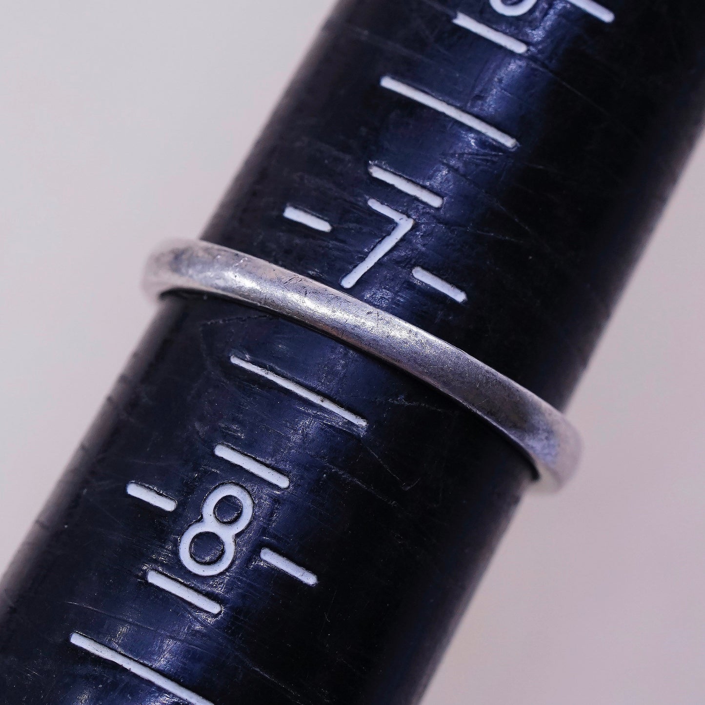 sz 7.25, vtg Sterling silver statement ring, 925 stackable band w/ blue topaz
