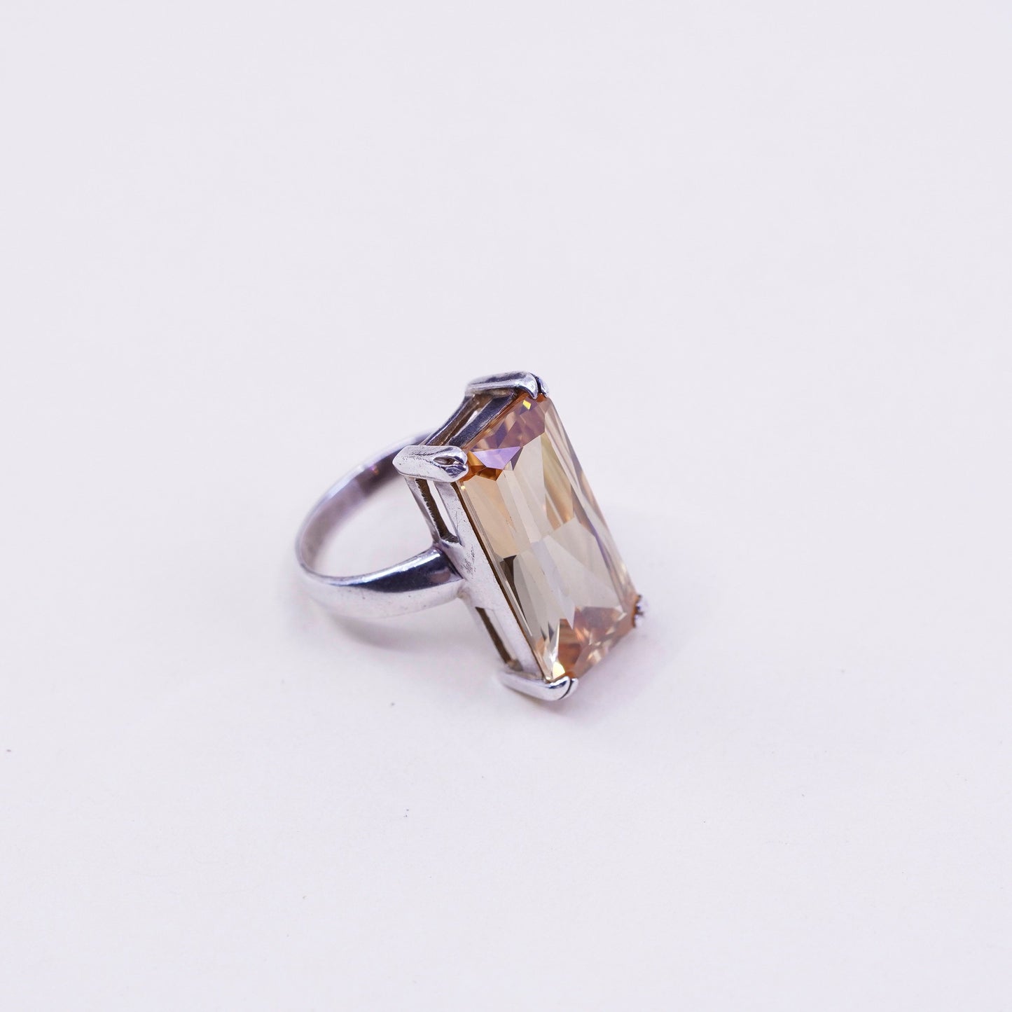 Size 6.25, vintage Sterling 925 silver handmade ring with citrine