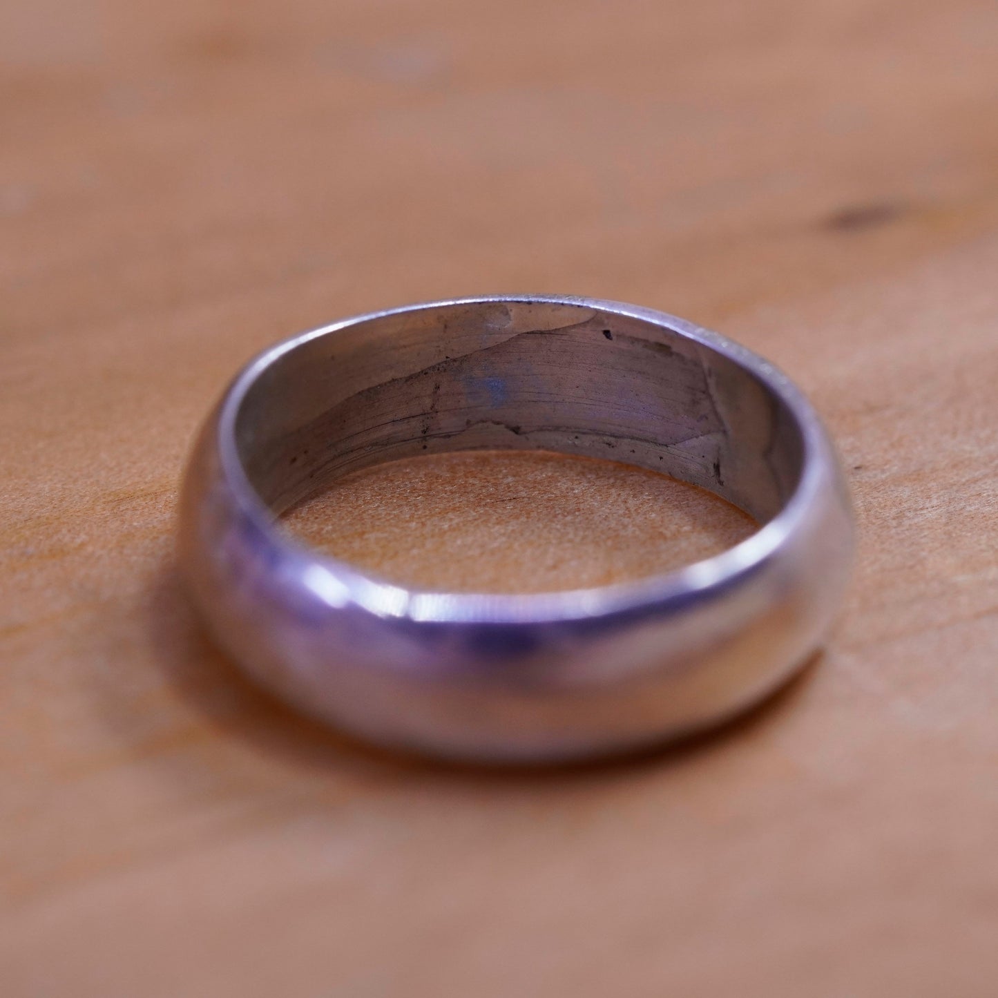 Size 7, vintage sterling silver handmade ring, 925 wedding band