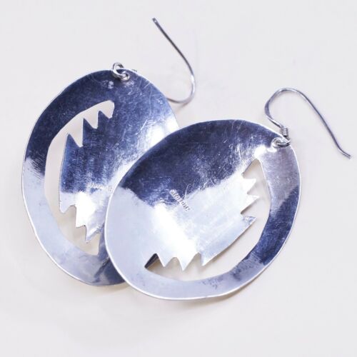 NAVAJO Native American handmade Sterling 925 Silver Huge Disc earrings W/ Purple