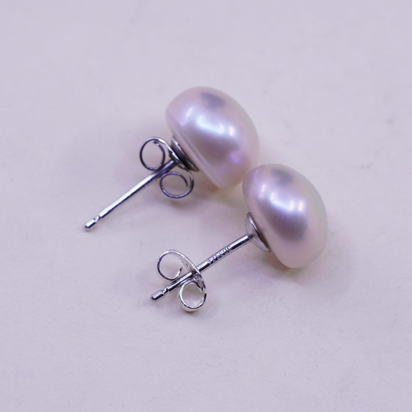 Vintage sterling silver earrings, 925 studs with pearl
