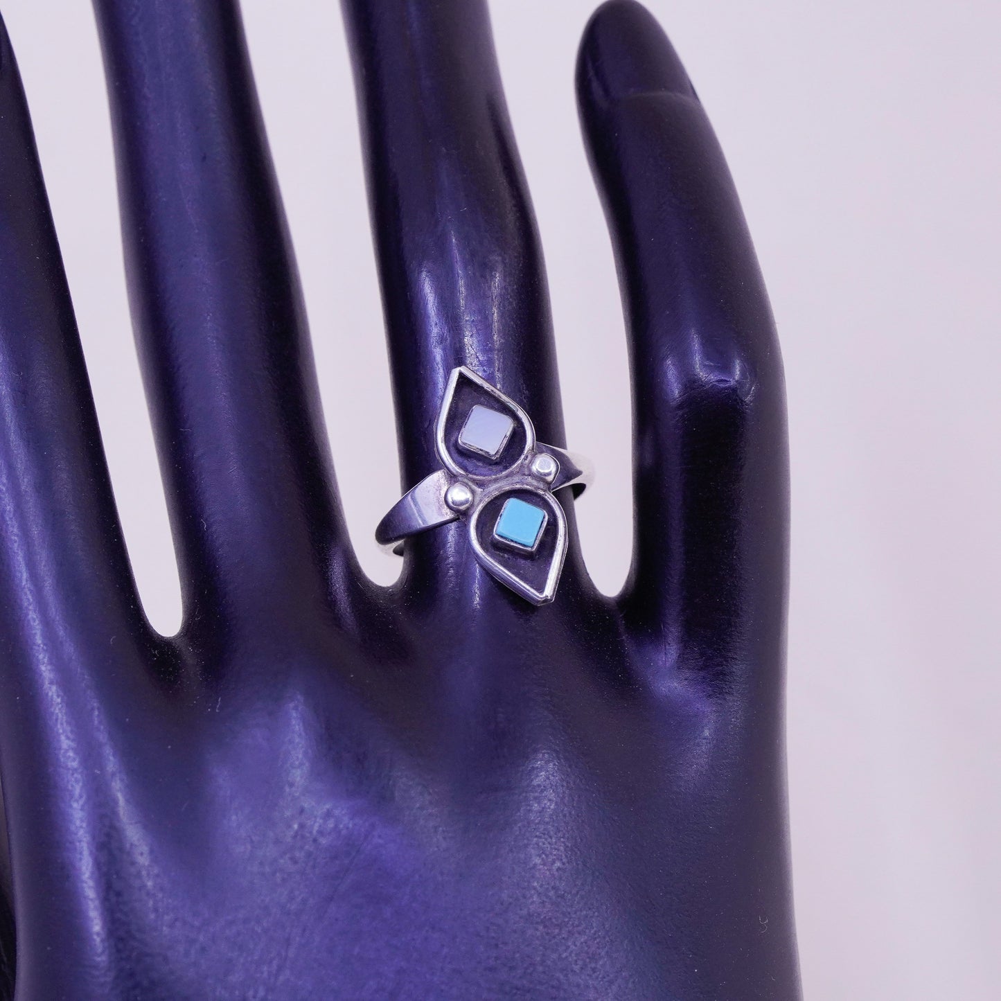 Size 6, Native American Zuni Elliot Gasper sterling 925 silver ring turquoise