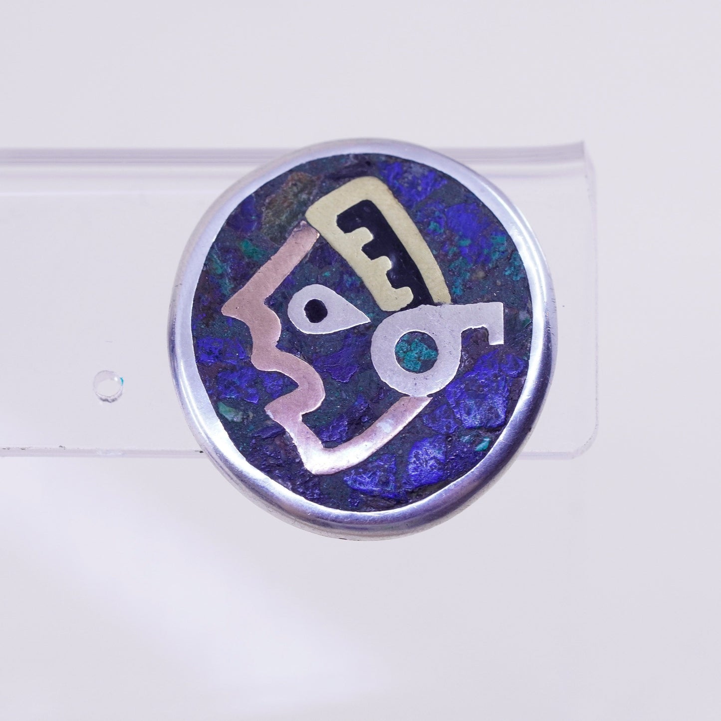 hecho en taxco triple tone sterling 925 silver screw back earrings with lapis
