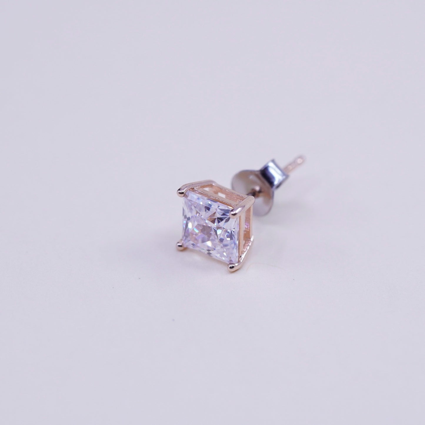 5mm, Vintage rose gold over sterling 925 silver cz studs, minimalist earrings