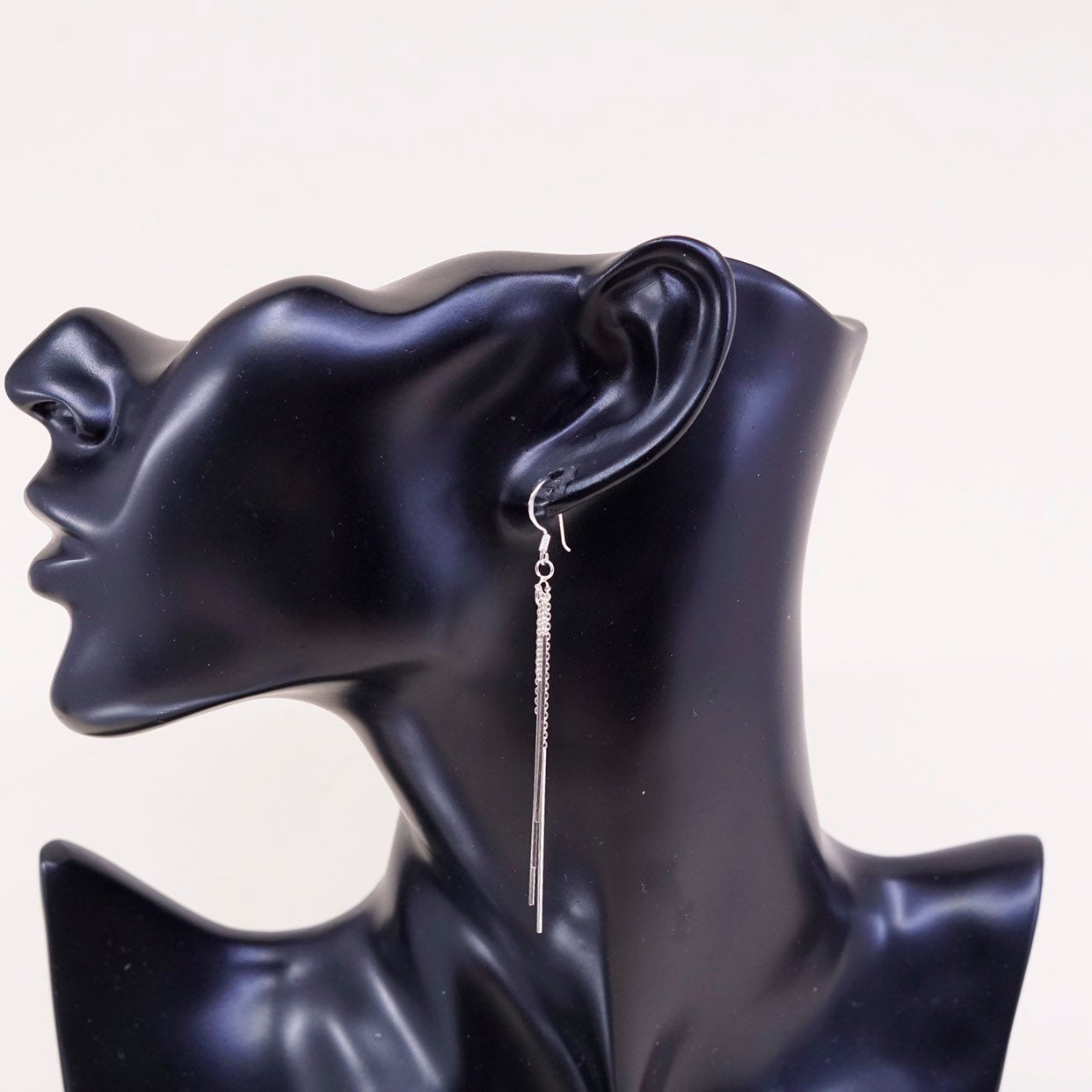 vtg sterling silver handmade earrings, simple 925 fringe long drops